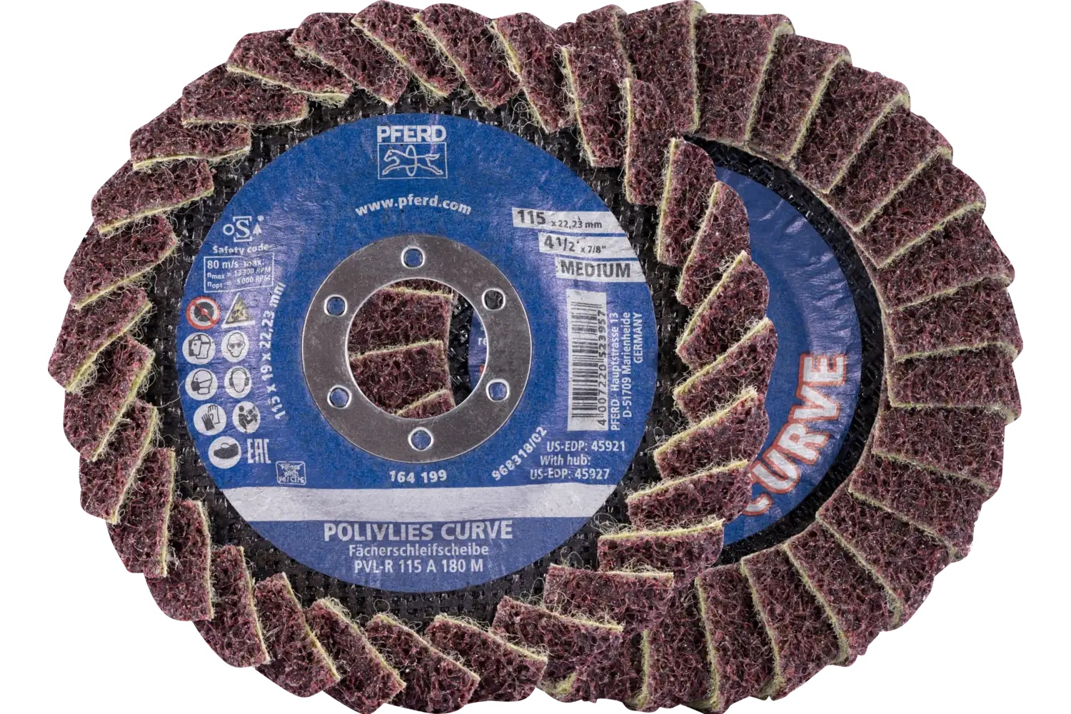 Picture of Pferd Flap Disc, PVL-R, Polivlies® Curve, 4-1/2" x 7/8, Medium, Aluminum oxide